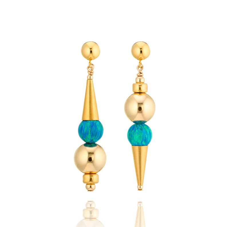 14kt GoldFill/Opal Ocean Ball Point Mismatched Earrings