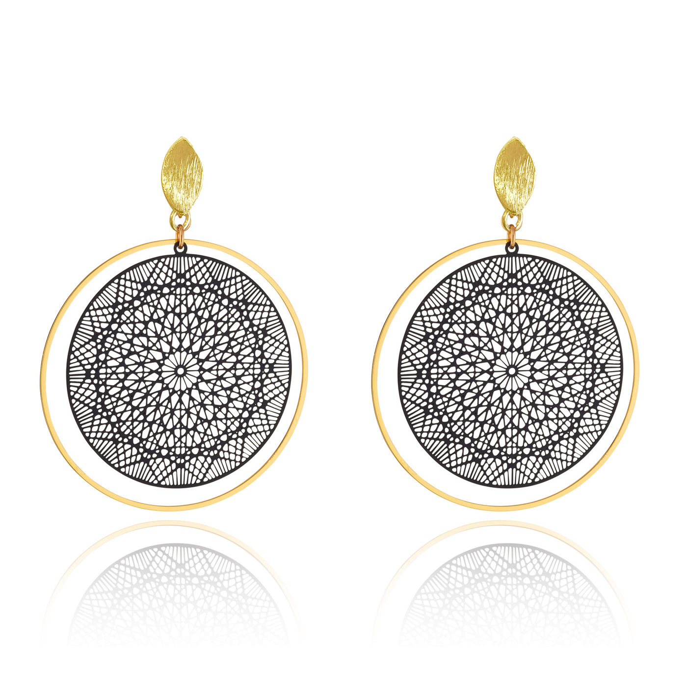 Black Moroccan Disc Earrings