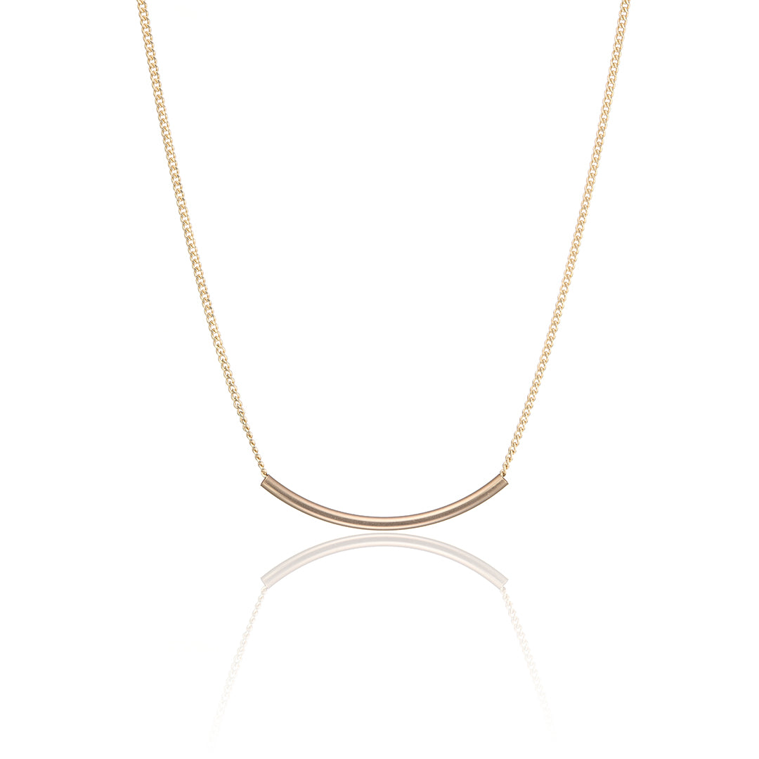 14kt GoldFill Crescent Necklace - Curb Chain