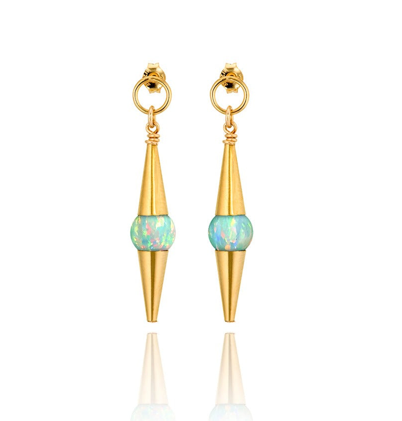 14kt GoldFill/Opal Moon Cylinder Earrings