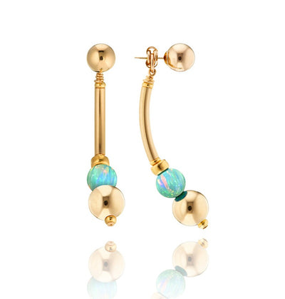 14kt GoldFill/Opal Moon Tube Earrings