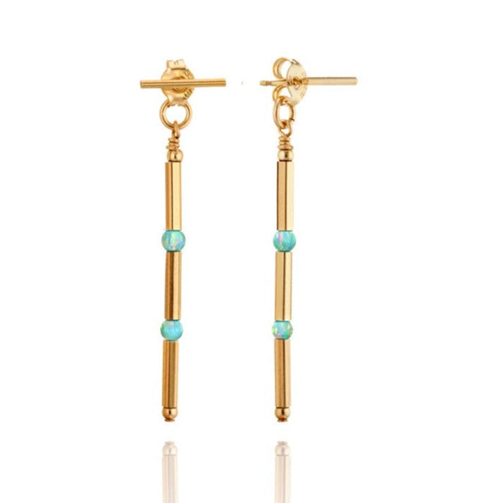 14kt GoldFill/Opal Moon Linear Earrings - Long