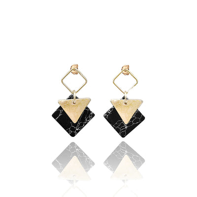 14kt Goldfill Marble Triangle Studs