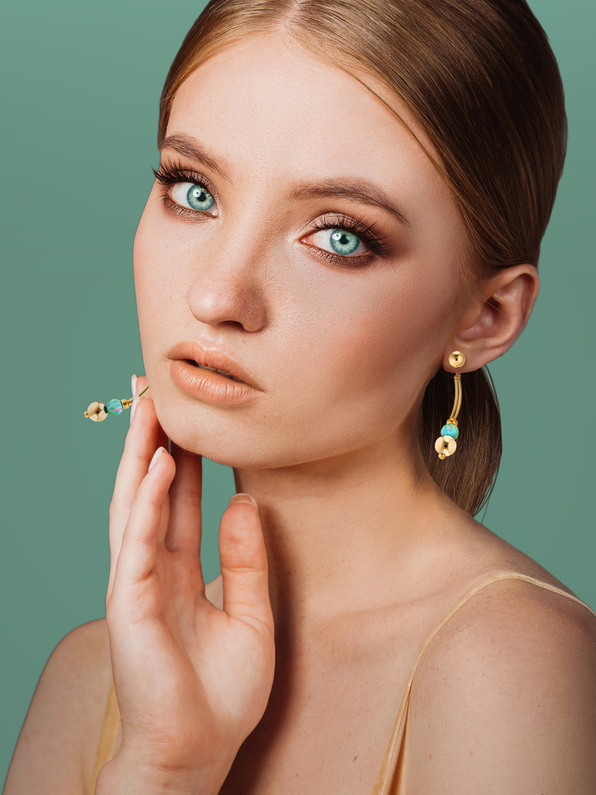 14kt GoldFill/Opal Moon Tube Earrings