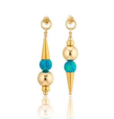 14kt GoldFill/Opal Ocean Ball Point Mismatched Earrings