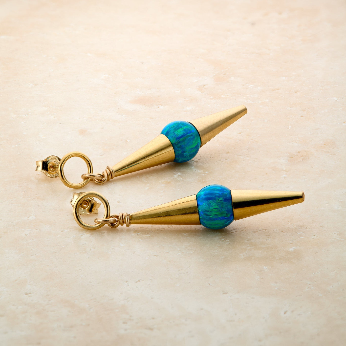 14kt GoldFill/Opal Moon Cylinder Earrings