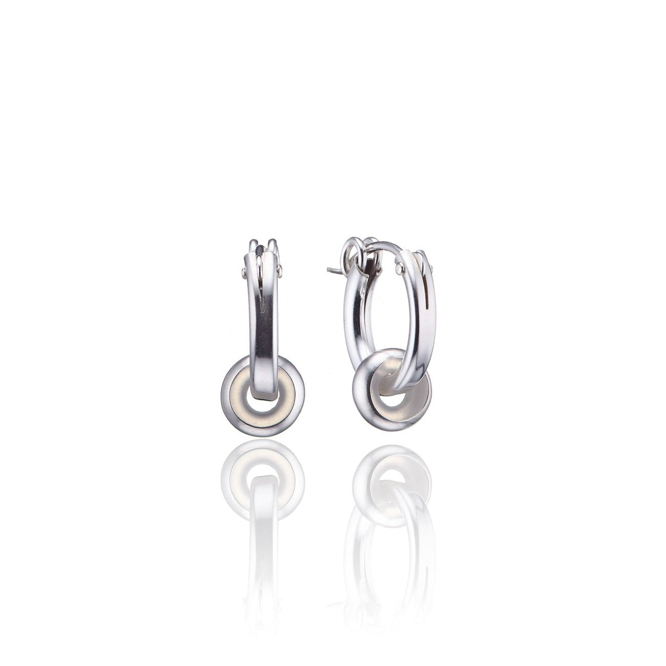 Minimalist Saucer Hoops - Huggie - Sterling Silver